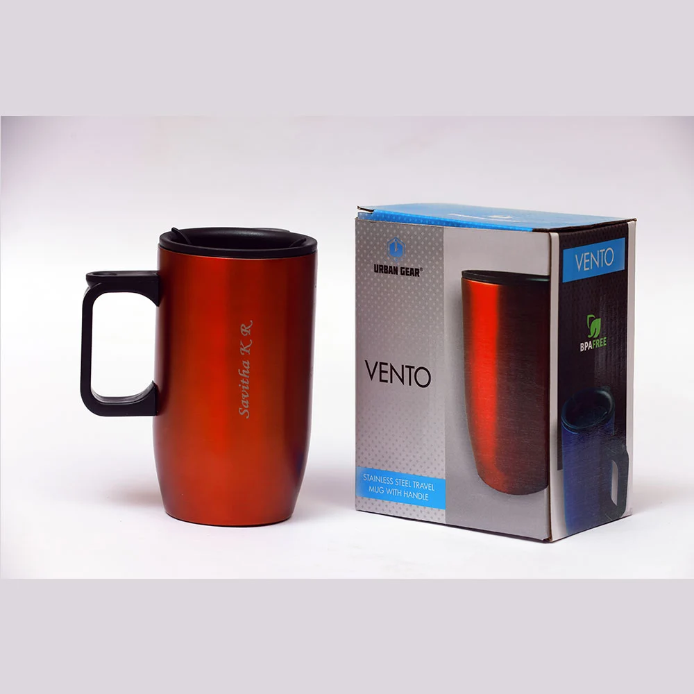 Personalized Stainless Steel Travel Mug with Handle-Vento